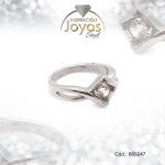 Anillo de Acero Solitario Circón Plateado Rombo Talla 6 - 860247