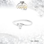Anillo de Acero Solitario Circón Plateado Rombo Talla 8 - 860253