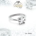 Anillo - Acero - Plateado - Solitario En Forma De Ovalo - Circon Blanco -  T: 8 - 86026280