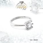Anillo de Acero Solitario Circón Plateado Óvalo Talla 7 - 860264