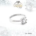 Anillo de Acero Solitario Circón Plateado Óvalo Talla 8 - 860265