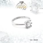 Anillo de Acero Solitario Circón Plateado Óvalo Talla 9 - 860266