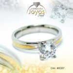 Anillo de Acero Solitario Circón 2 Tonos Círculo Talla 9 - 860267