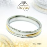 Anillo de Acero Matrimonio 2 Tonos Línea Talla 9 - 860268