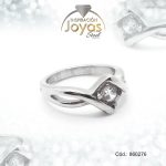 Anillo - Acero - Plateado - Solitario En Forma De Rombo - Circon Blanco -  T: 6 - 86027660