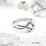 Anillo de Acero Solitario Circón Plateado Rombo Talla 7 - 860277