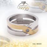 Anillo de Acero Matrimonio Circón 2 Tonos Línea Talla 9 - 860294