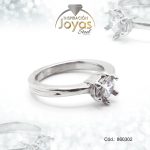 Anillo de Acero Solitario Circón Plateado Círculo Talla 8 - 860302