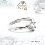 Anillo de Acero Solitario Circón Plateado Círculo Talla 9 - 860303