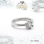 Anillo - Acero - Plateado - Solitario - Circon Blanco -  T: 8 - 86030580