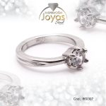 Anillo de Acero Solitario Circón Plateado Círculo Talla 8 - 860307