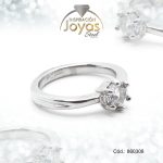 Anillo de Acero Solitario Circón Plateado Círculo Talla 9 - 860308