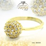 Anillo de Acero Solitario Micro Circón Dorado Esfera Talla 6 - 860309