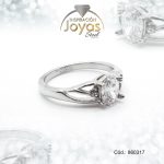 Anillo de Acero Solitario Circón Plateado Óvalo Talla 9 - 860317