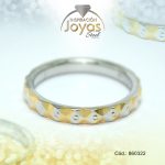 Anillo de Acero Matrimonio 3 Tonos Rombo Talla 8 - 860322