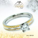 Anillo de Acero Solitario Circón 2 Tonos Círculo Talla 9 - 860328