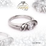 Anillo de Acero Solitario Circón Plateado Círculo Talla 6 - 860335