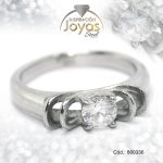 Anillo de Acero Solitario Circón Plateado Círculo Talla 7 - 860336