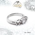 Anillo de Acero Solitario Circón Plateado Círculo Talla 8 - 860337