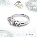 Anillo de Acero Solitario Circón Plateado Círculo Talla 9 - 860338