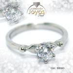 Anillo de Acero Solitario Circón Plateado Círculo Talla 9 - 860343