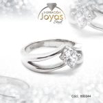 Anillo de Acero Solitario Circón Plateado Círculo Talla 5 - 860344