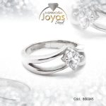 Anillo de Acero Solitario Circón Plateado Círculo Talla 6 - 860345