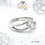 Anillo de Acero Solitario Circón Plateado Círculo Talla 8 - 860347