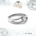 Anillo de Acero Solitario Circón Plateado Círculo Talla 9 - 860348