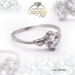 Anillo de Acero Solitario Circón Plateado Círculo Talla 9 - 860353