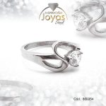 Anillo de Acero Solitario Circón Plateado Círculo Talla 5 - 860354