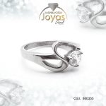 Anillo de Acero Solitario Circón Plateado Círculo Talla 6 - 860355