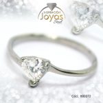 Anillo de Acero Solitario Circón Plateado Rombo Talla 7 - 860372