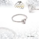 Anillo de Acero Solitario Circón Plateado Rombo Talla 6 - 860375