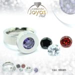 Anillo de Acero Solitario Circón Plateado Intercambiable Talla 9 - 860383