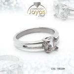 Anillo de Acero Solitario Circón Plateado Círculo Talla 6 - 860384