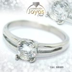 Anillo de Acero Solitario Circón Plateado Círculo Talla 7 - 860385