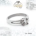 Anillo de Acero Solitario Circón Plateado Círculo Talla 8 - 860386