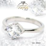 Anillo de Acero Solitario Circón Plateado Círculo Talla 7 - 860424