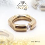 Anillo de Acero Solitario Circón Dorado Círculo Talla 6 - 860435