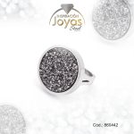 Anillo de Acero Variado Piedra Plateado Volcánica Talla 9 - 860442
