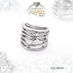 Anillo de Acero Variado Plateado Vintage, Curvado Talla 6 - 860447