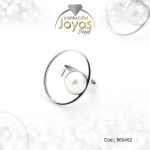 Anillo de Acero Variado Perla Plateado Geométrico Talla 8 - 860452