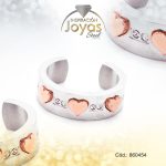 Anillo de Acero Ajustable Circón 2 Tonos Corazón Talla 8 - 860454
