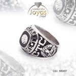 Anillo de Acero Caballero Esmalte Plateado Salon de la Fama Baseball NegroTalla 10 - 860457