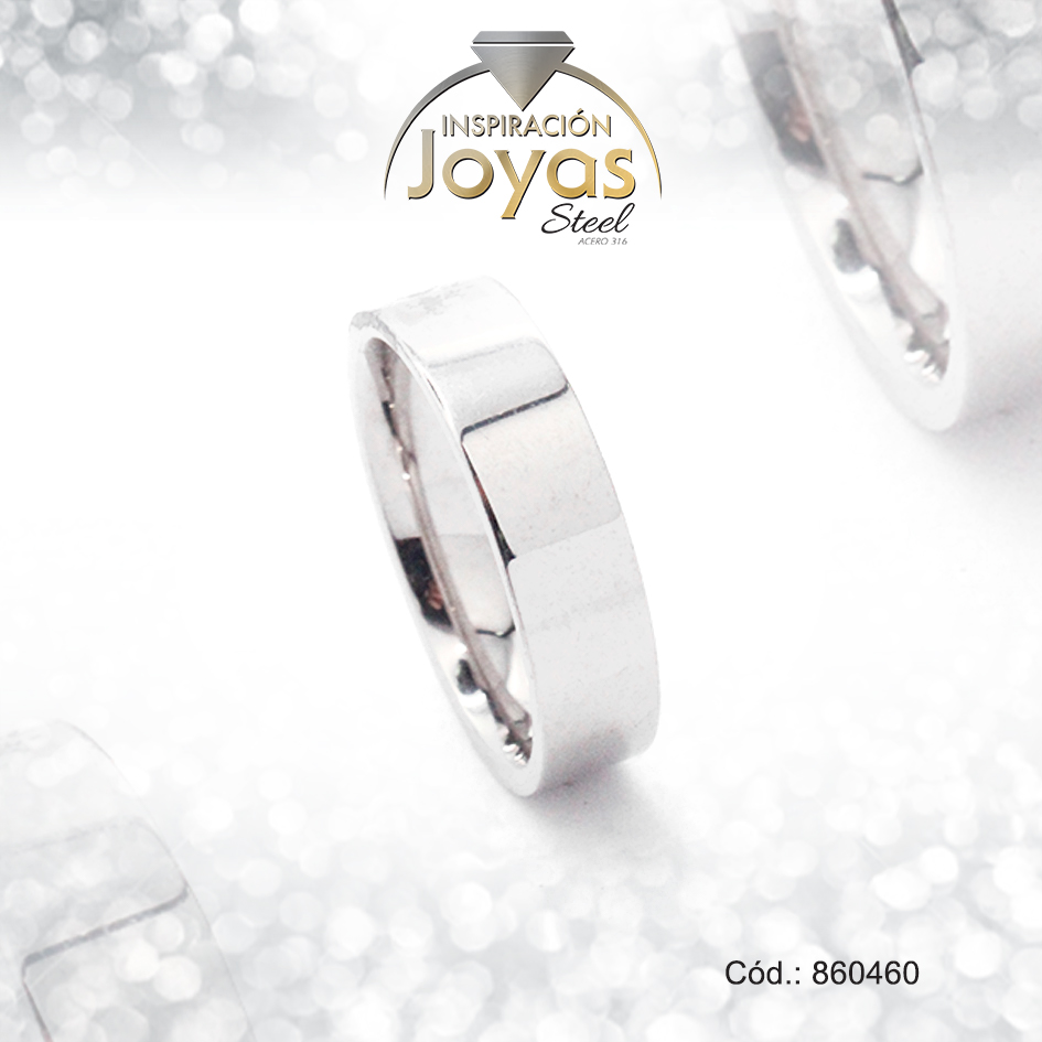 860460 Anillo de Acero Matrimonio Plateado Pulido Talla 12 - 860460 - Imagen 1