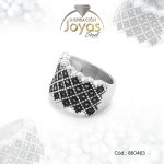 Anillo de Acero Variado Piedra Plateado Espinela Negro Talla 6 - 860463