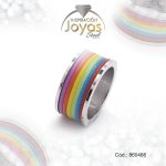 Anillo de Acero Matrimonio Sintético Plateado LGTB Arcoíris Talla 6 - 860466