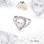 Anillo de Acero Solitario Circón Plateado Óvalo Talla 8 - 860478