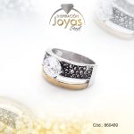 Anillo de Acero Variado Circón 2 Tonos Espinela Negro Talla 11 - 860480